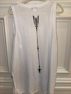 White LA Threads Tank Top with Black Arrow Back Graphic - Women's